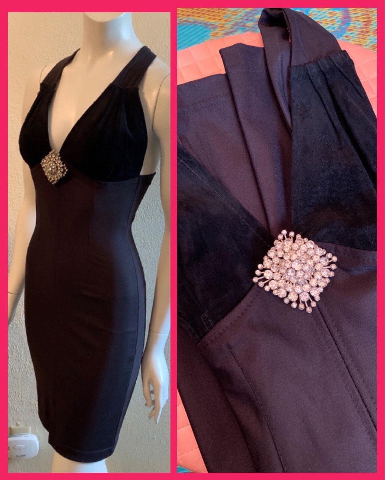 Vintage Glamour Girl Hollywood Black Cocktail Party Wiggle Dress!