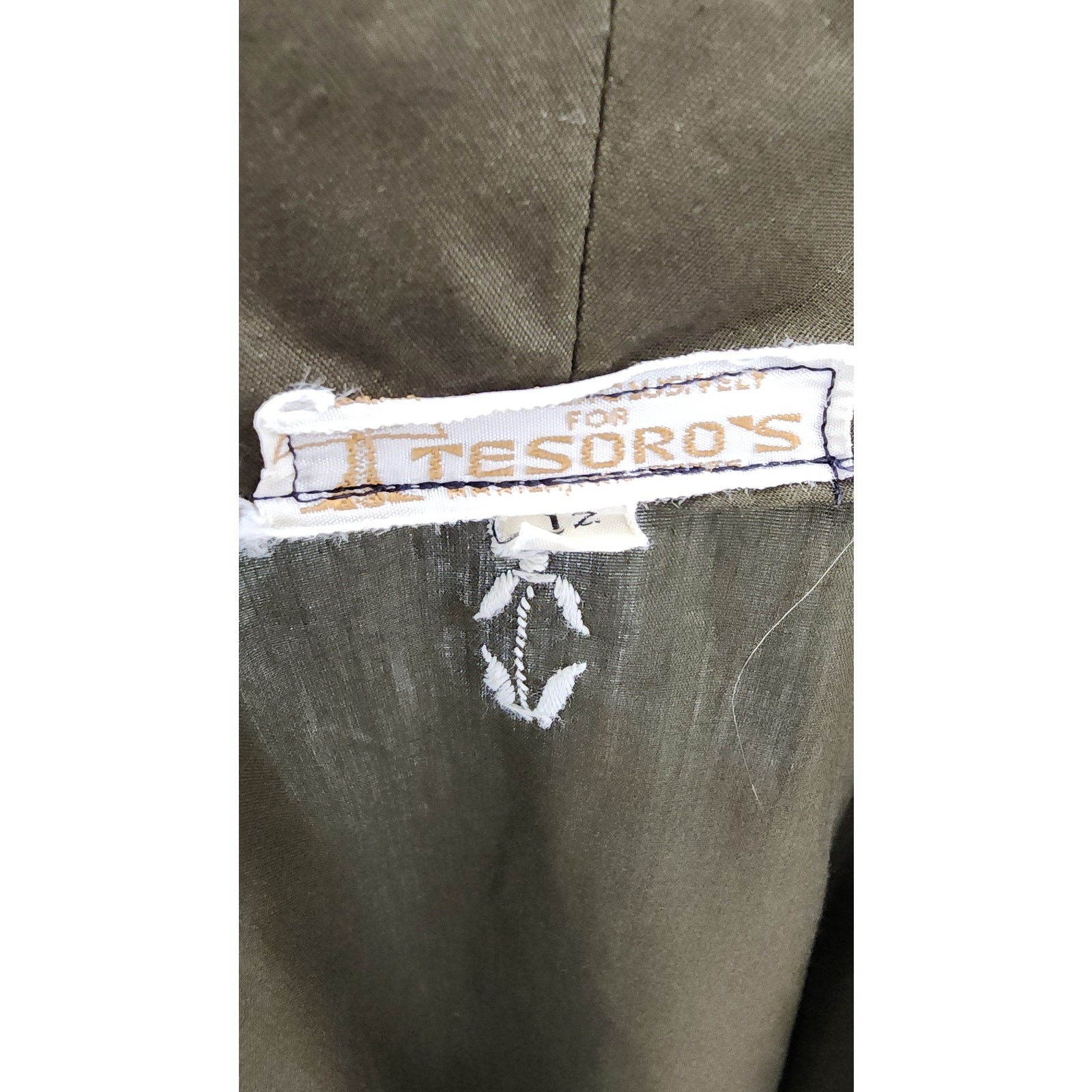 70s Tesoro’s Embroidered Brown Shift Dress Boho Western Floral Dagger Collar – S