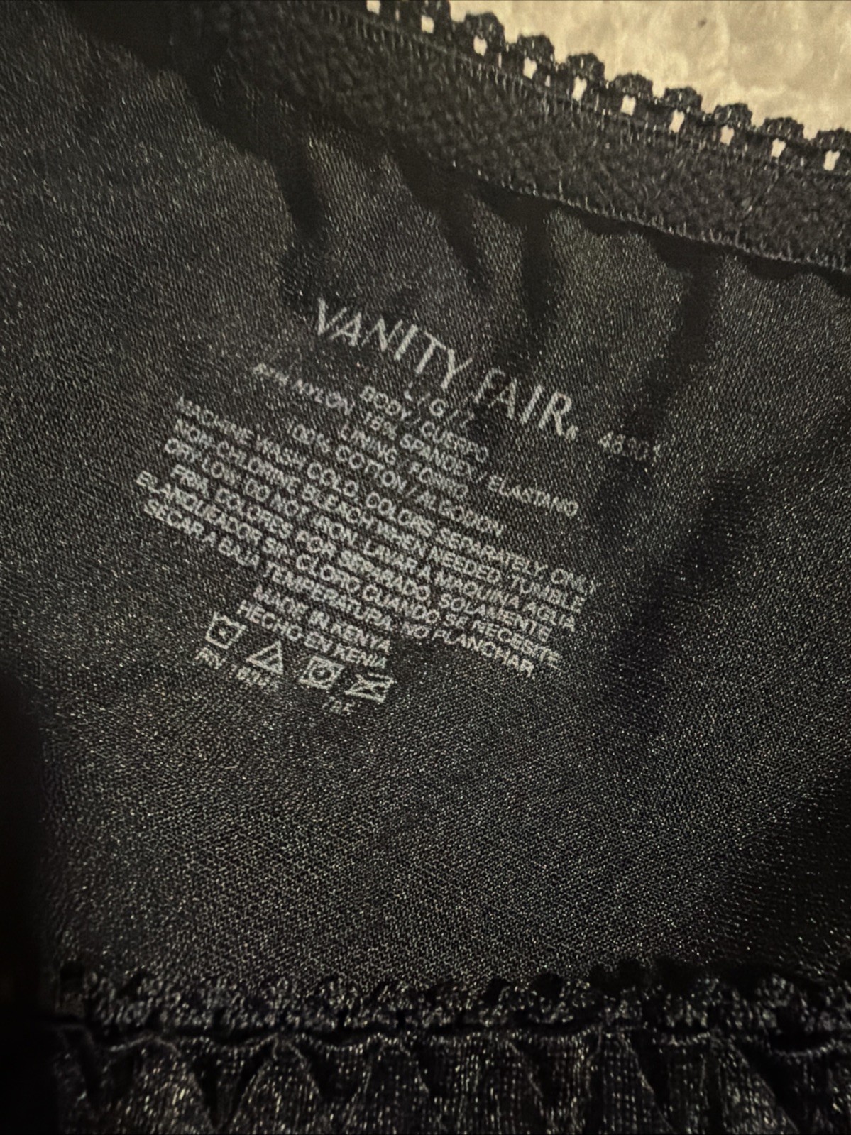 VANITY FAIR SECOND SKIN BLACK 48301 liquid smooth satin HI LEG panties L / 7 VTG