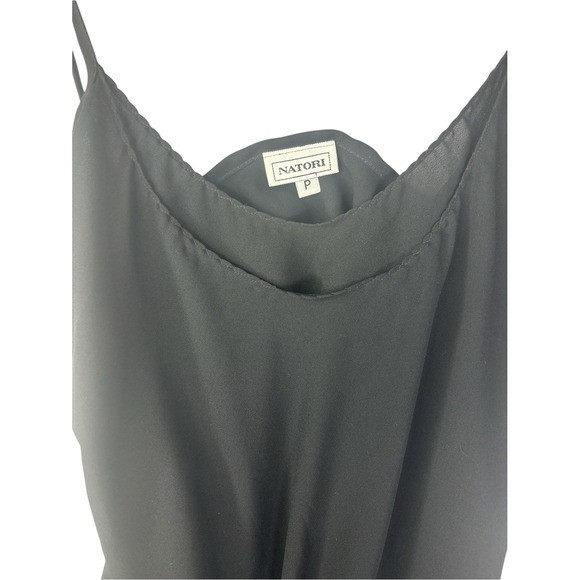 Natori Black Silk Camisole with Delicate Lace Trim