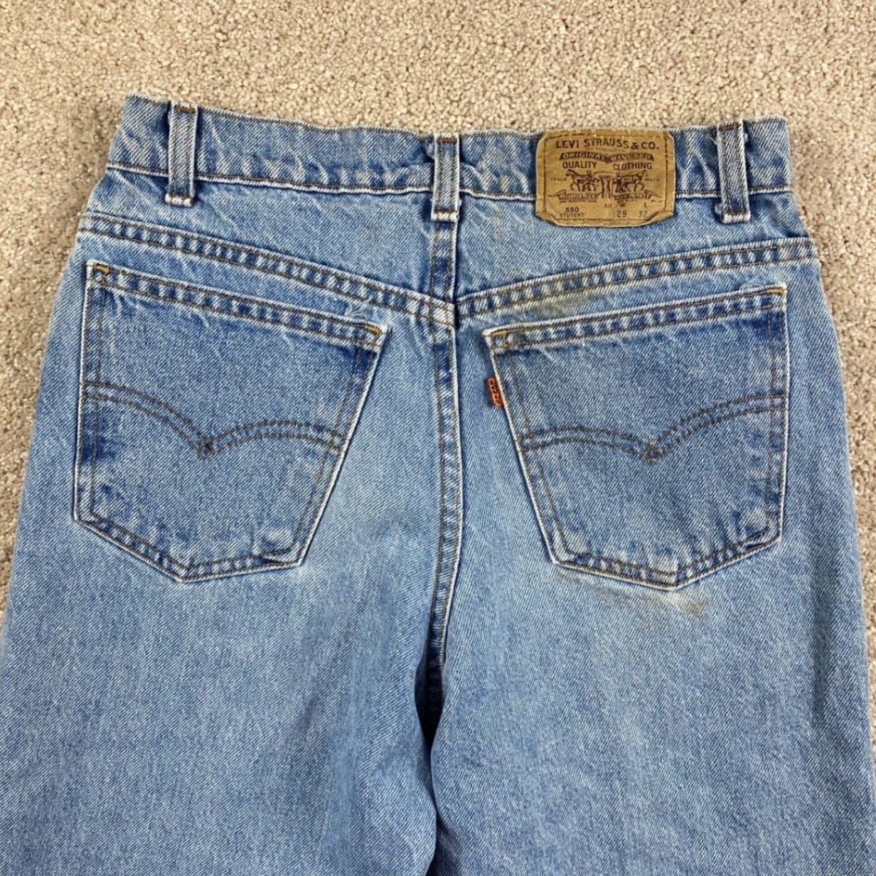 Levis 550 Student Vintage Orange Tab Jeans Made in USA Blue W29 L32 40750-0299