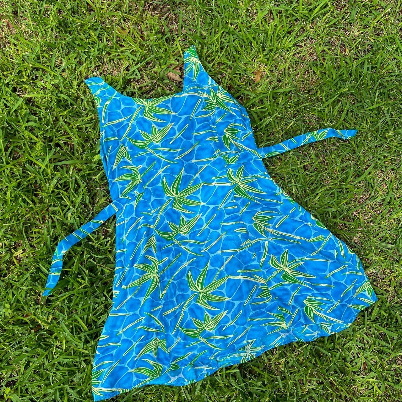 BINDI | Vintage 1990s Summer Rayon Tropical Poolside Mini Dress w Tie Waist