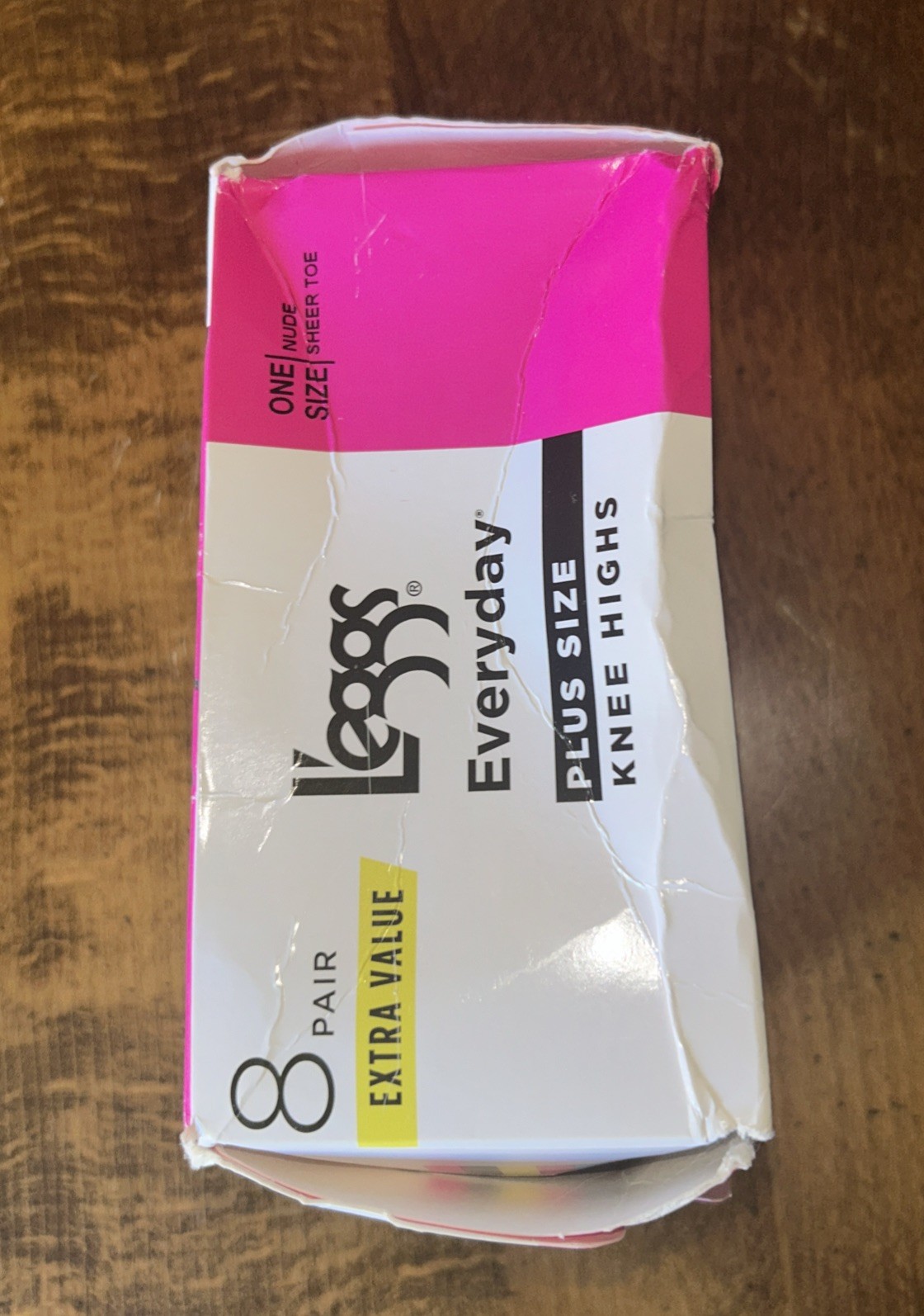 Leggs Everyday Plus Size Knee Highs Sheer Toe 8 Pair Nude NIB Box Is Rough