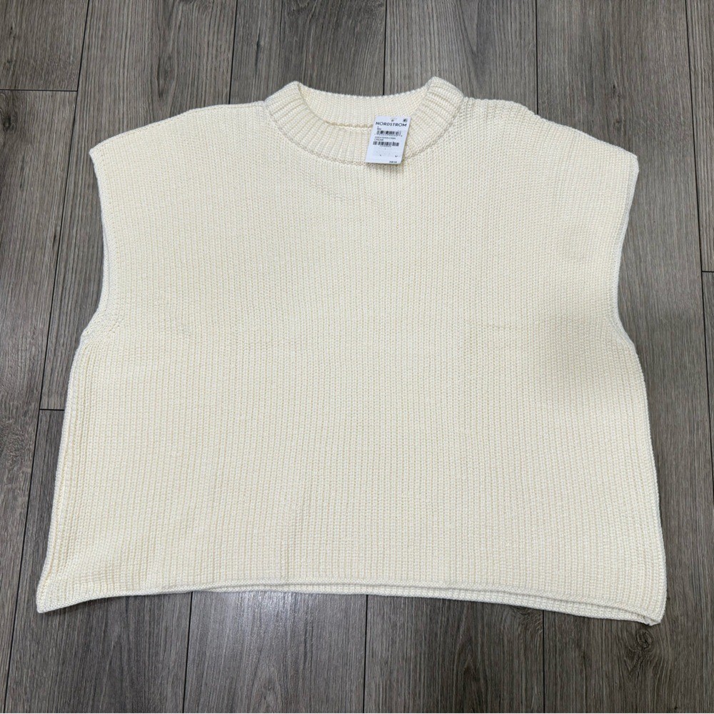 NEW Frank & Eileen Montecito Italian Sweater Vest Cream Size L