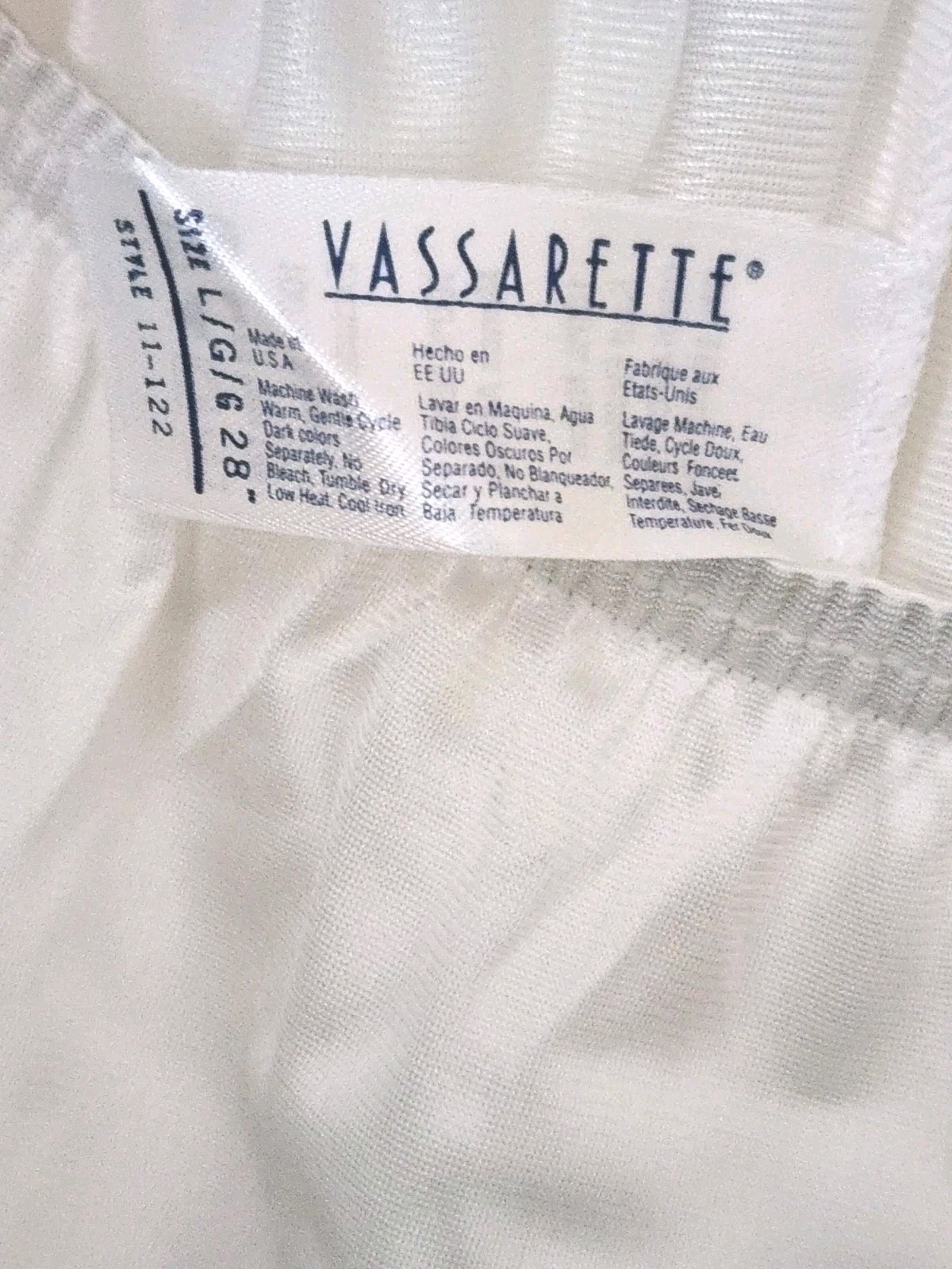 Vassarette Womans Halfslip, Large, White, 28 Inches, Slit, Lace edge