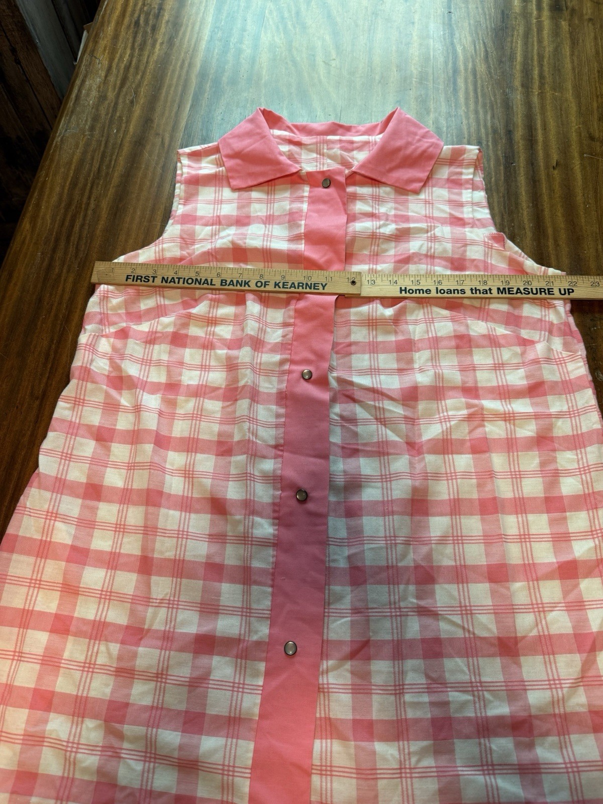 SEARS Perma Press Pearl Snap Sleeveless Gingham Shirt Pink L
