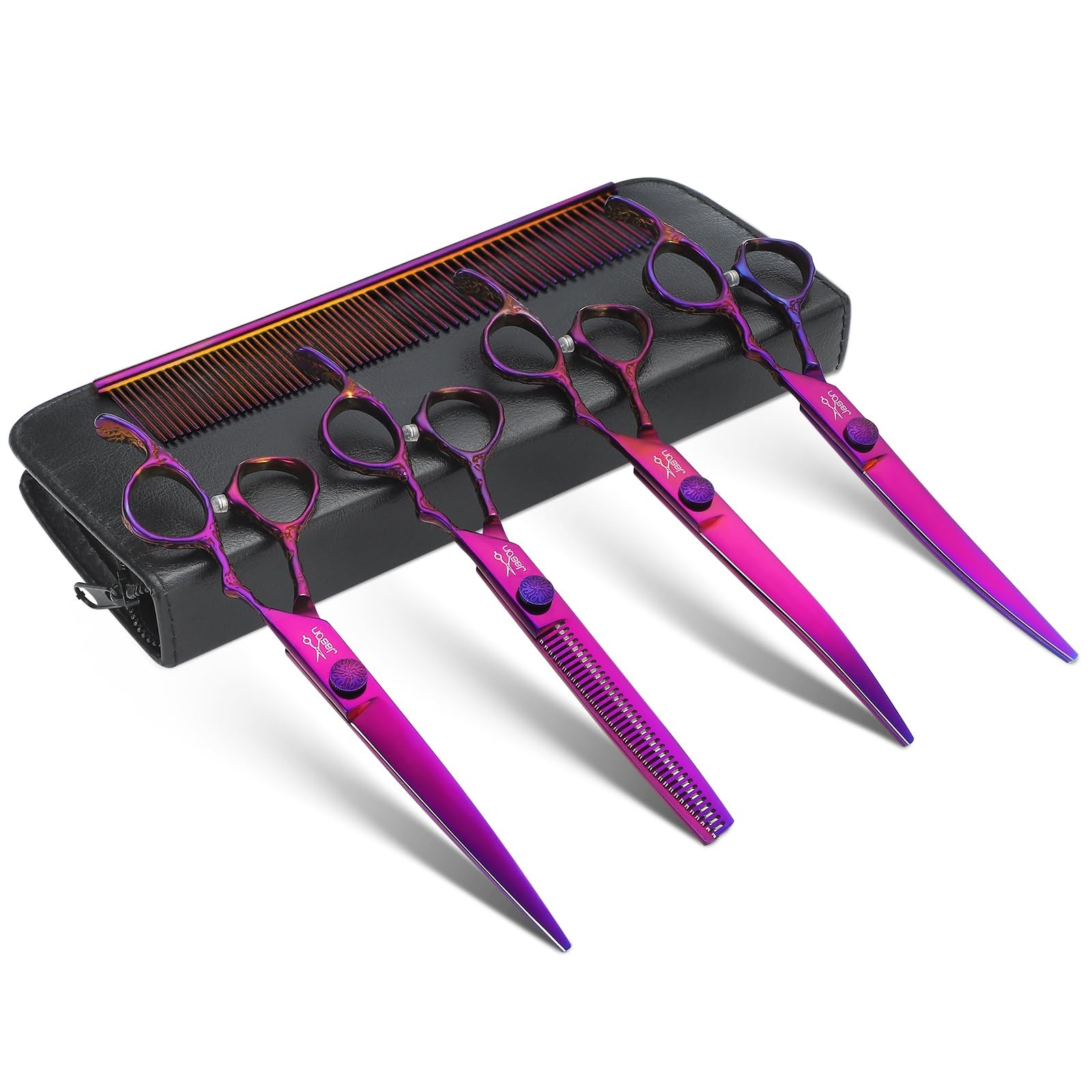 JASON Dog Grooming Scissors Set – Pro 6 in 1 Dog Shears Kit – 6.5&Prime; Thinning