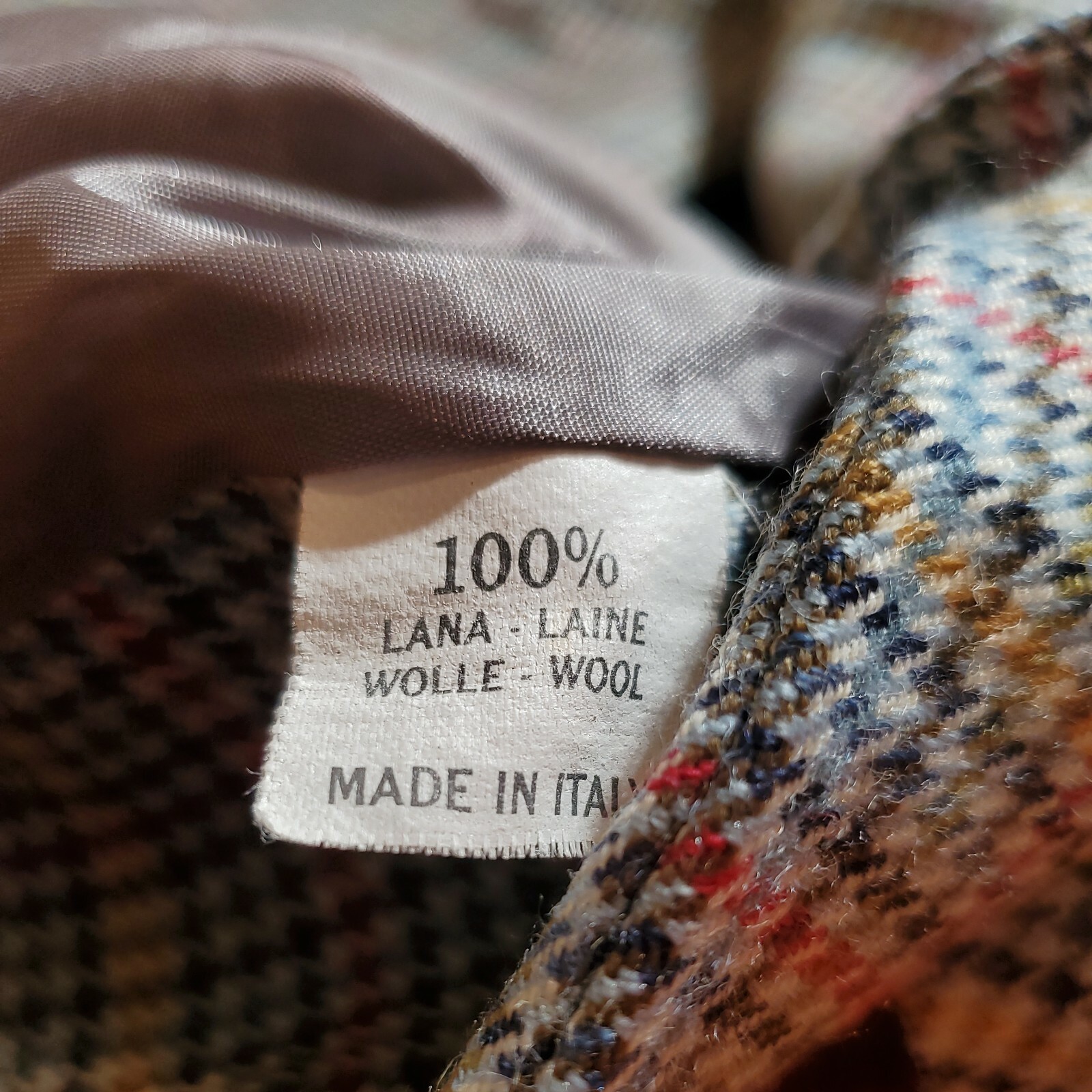 Vintage Rainbow Houndstooth Blaze Womens Size 46 Wool Made In Italy