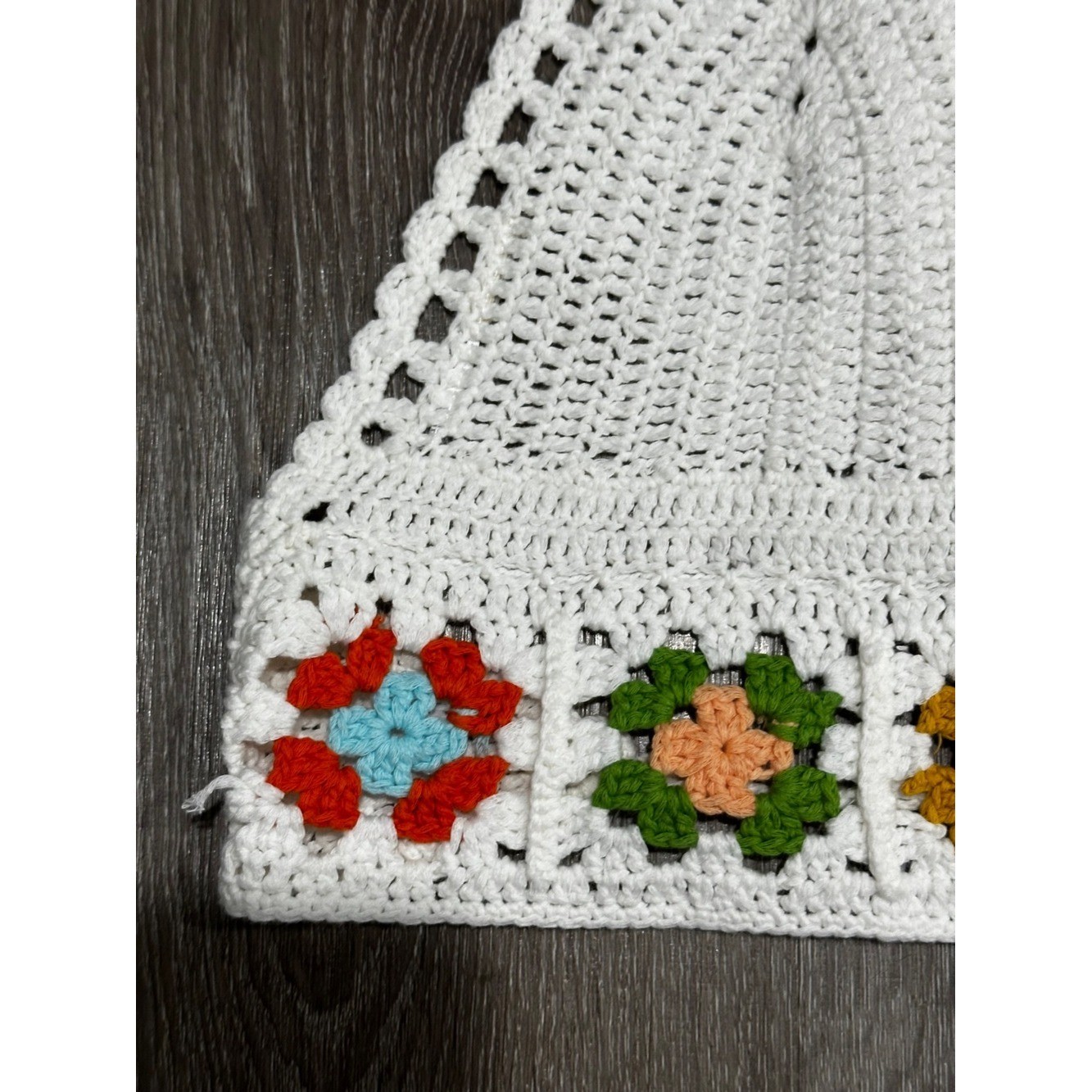 Crochet Halter Top Granny Square Floral Festival Boho Fairycore Tie Back Top