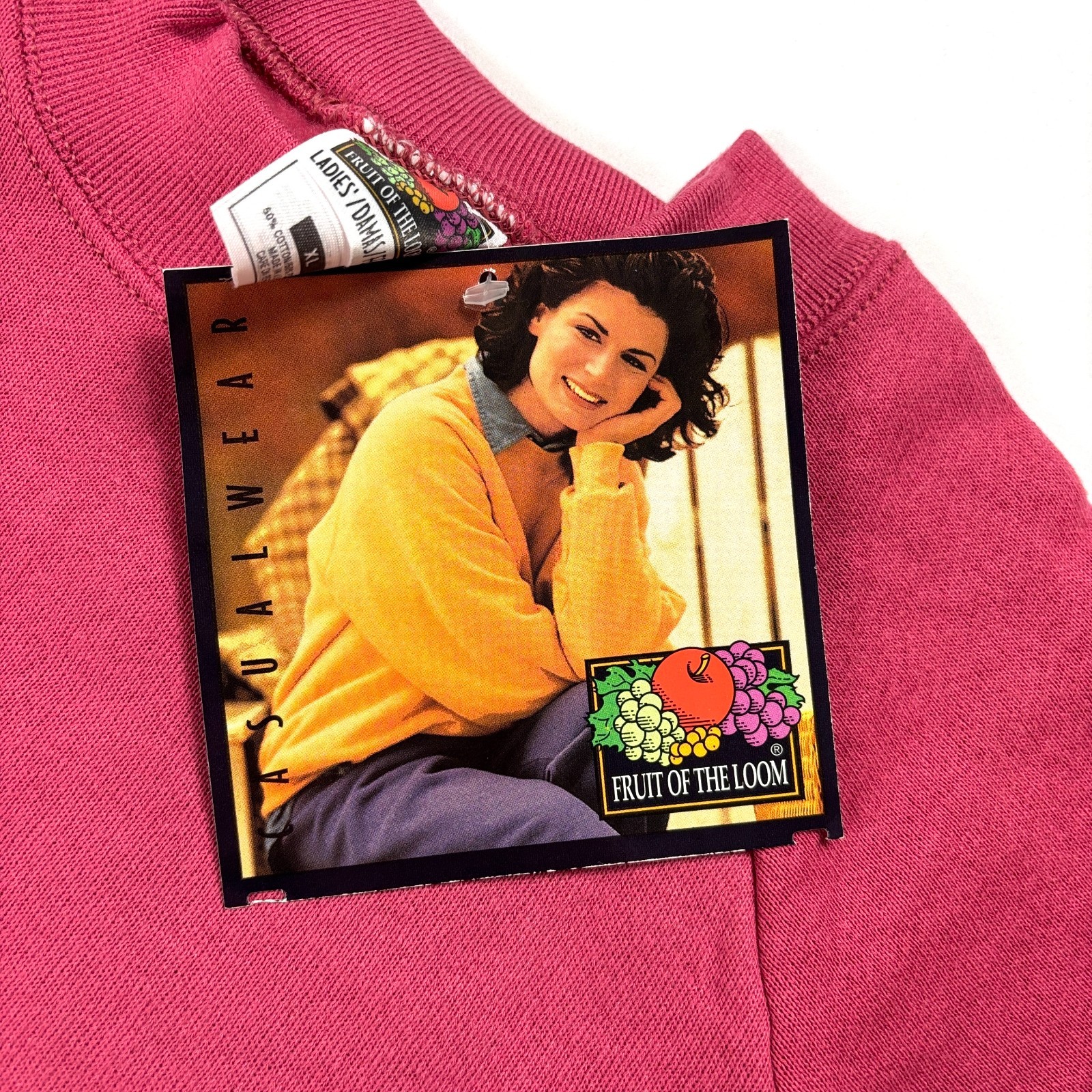 Vintage Fruit Of The Loom Womens Blank Crewneck Sweatshirt Pink Sz XL NWT USA