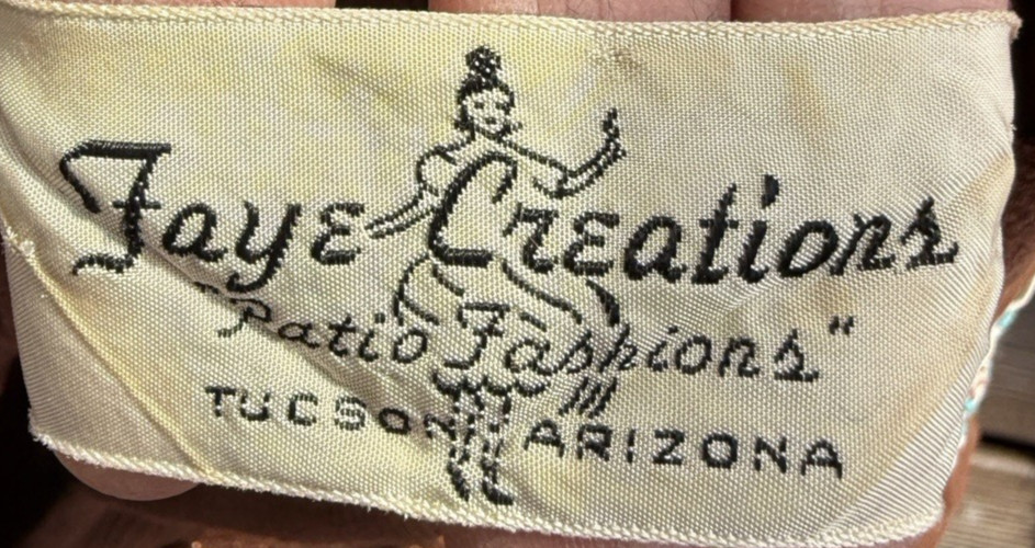 Vintage Faye Creations Patio Fashions Arizona Brown Dress Copper / Blue Trims