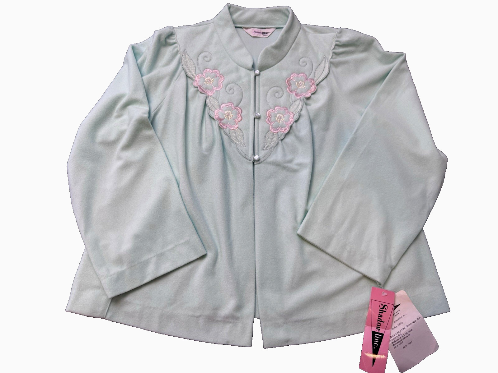 VTG Shadowline Fleece Bed Jacket Robe Embroidery NOS w/Tag 80&rsquo;s Cottagecore S/M