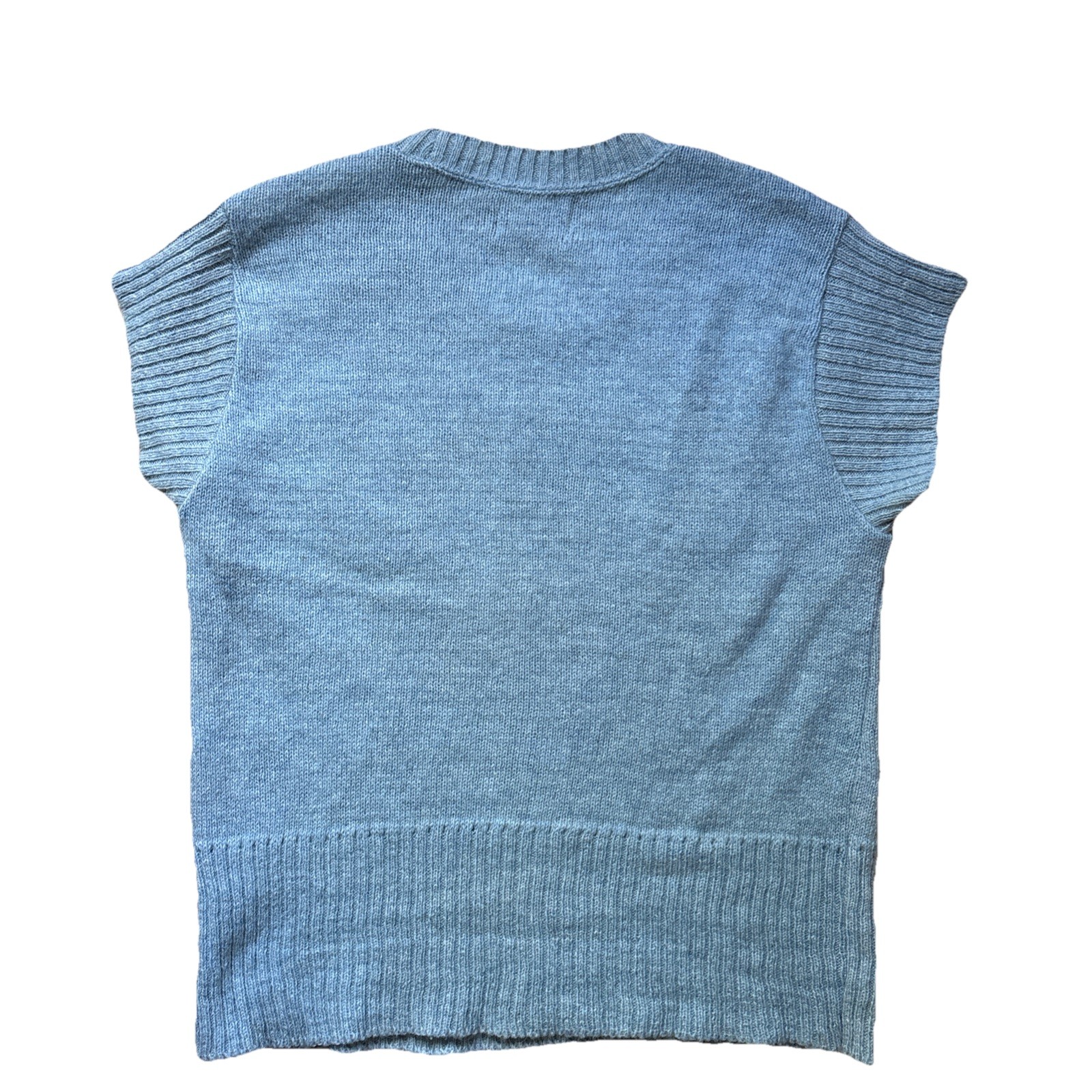 Light Blue Shetland Wool 1980’s Vintage Short Sleeve Crew Neck Sweater Forum M