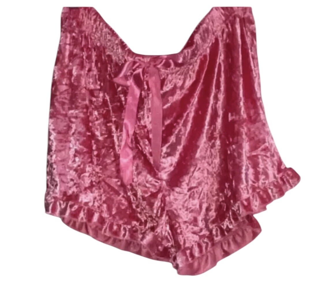 Bobbie Brooks Sleepwear Pink Crushed Velvet Shiny Sleep Pajama Shorts Womens 2X