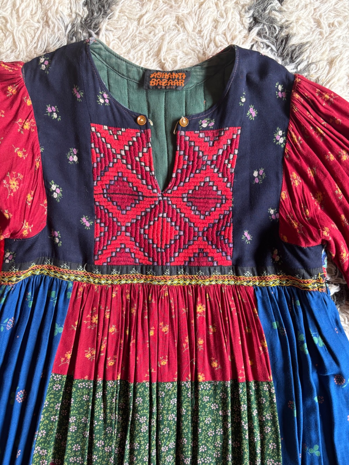 Vintage 1970s Afghani Patchwork Dress, Ashanti Bazaar