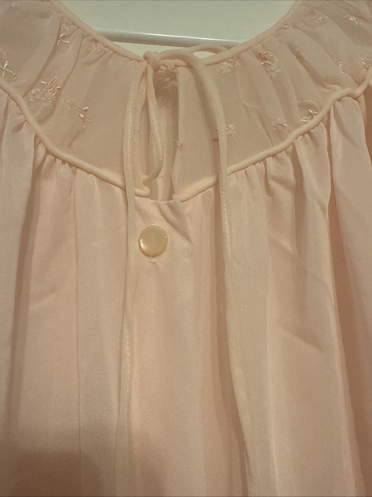 Miss Elaine Pink Nylon Button Up Vintage Nightgown