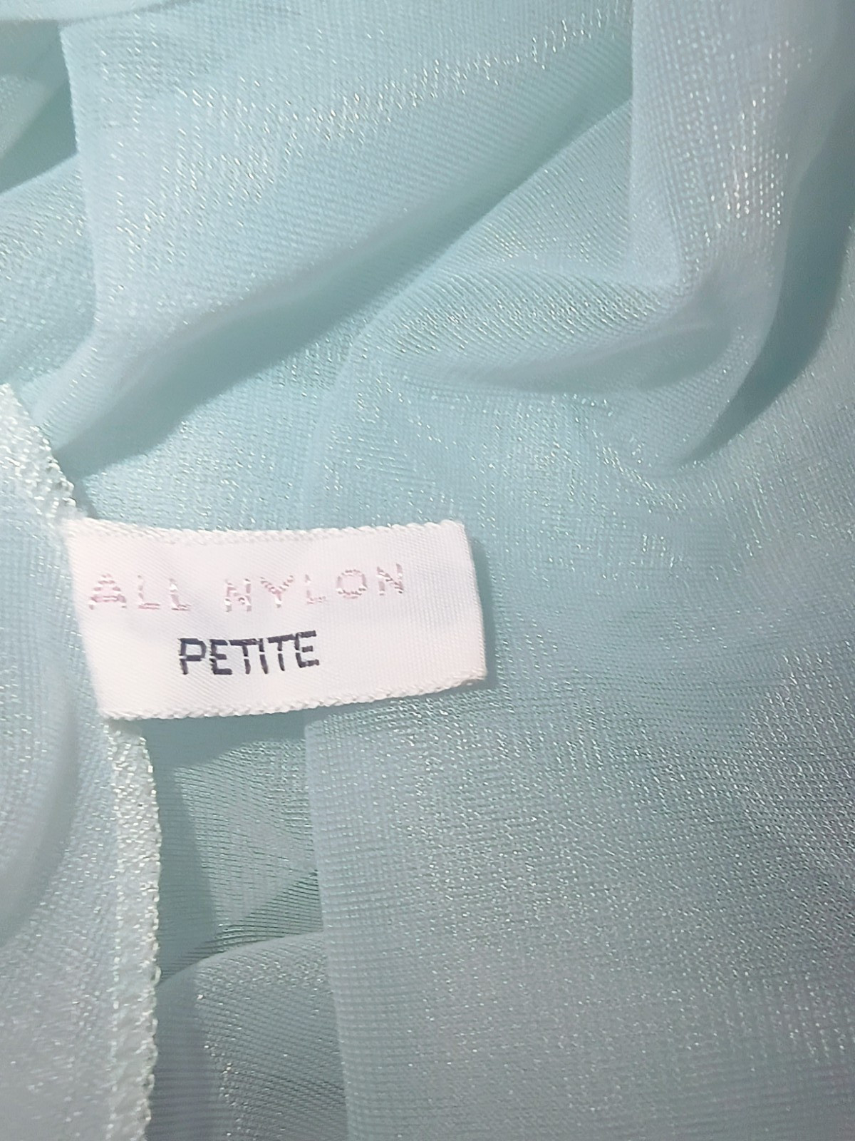 Shadowline Petite Light Blue Nylon Lace Vintage Robe & Nightgown Peignoir Set