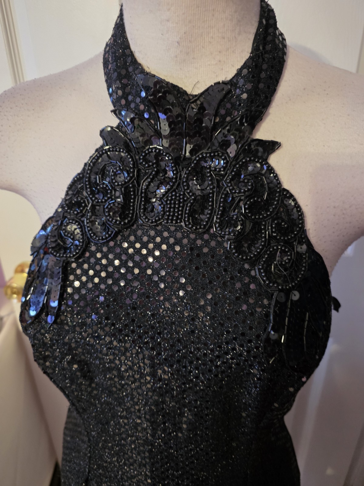 Bari Jai Vtg Sequins Halter Dress