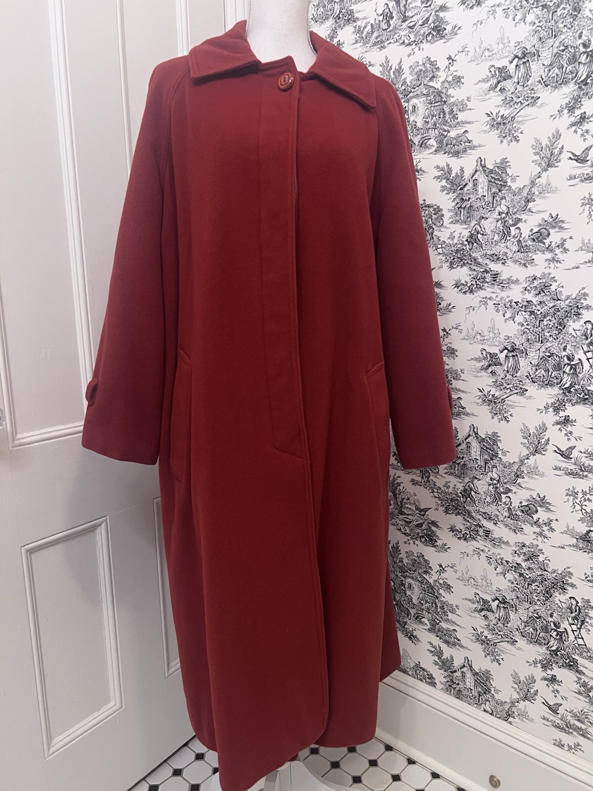 Vogue Paris Original Wool Coat VTG Large Deep Red