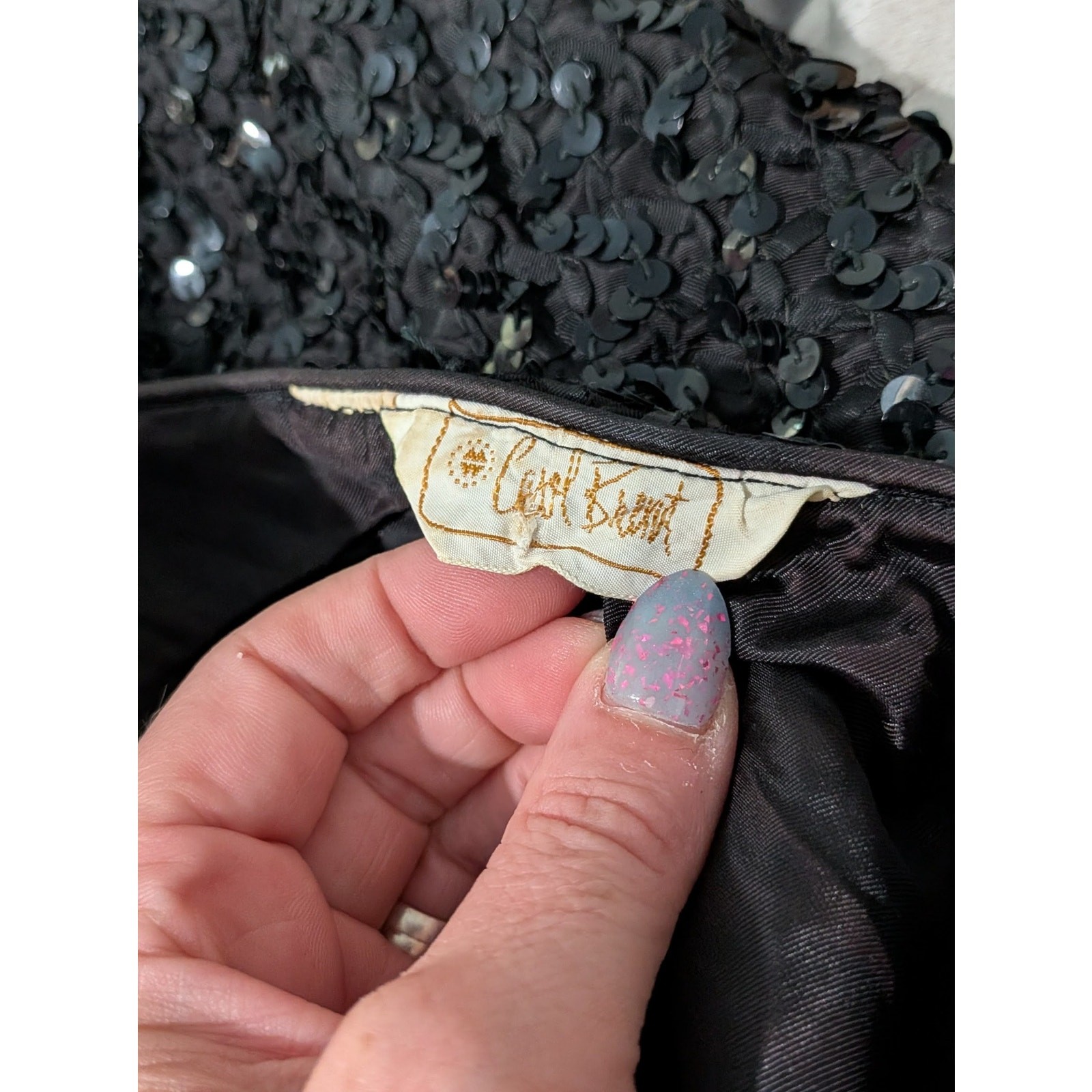 Carol Brent 50s Black Sequined Wiggle Dress