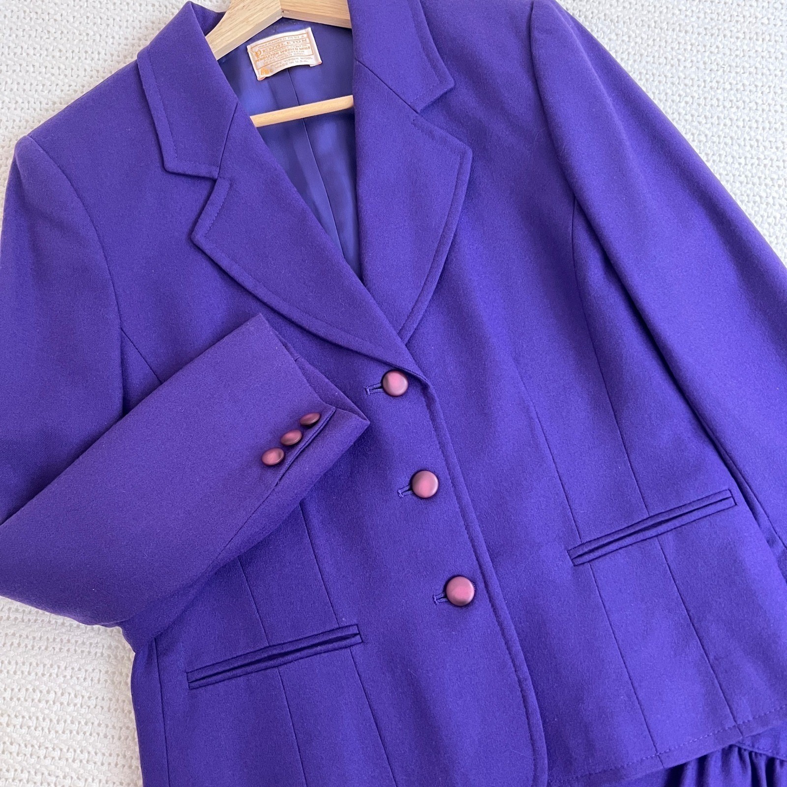 Pendleton Vtg Blazer Set Pure Virgin Wool Jewel Tone Purple Skirt Suit Heritage