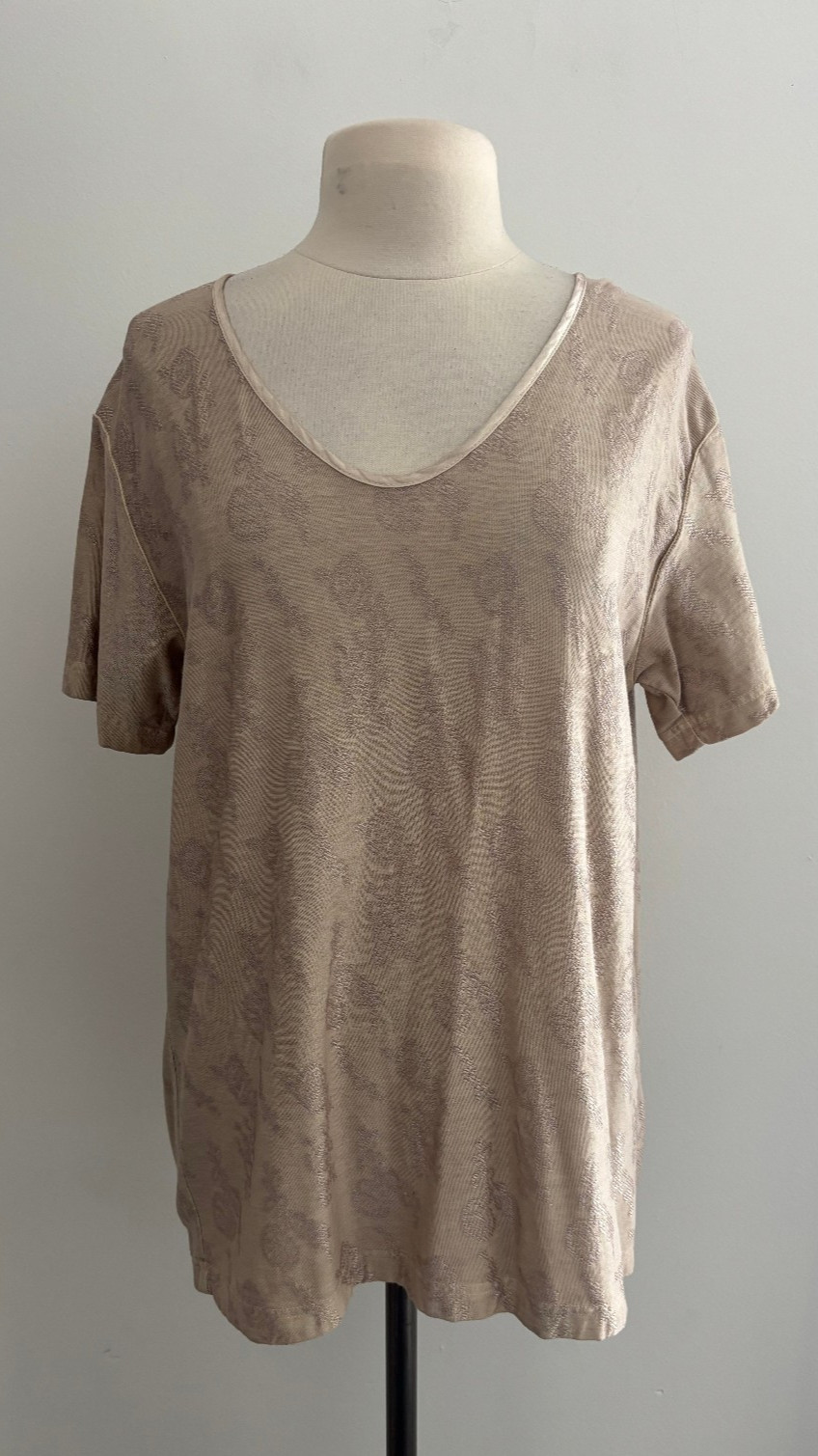 Vintage CP Shades Beige Short Sleeve Tunic Top sz Medium