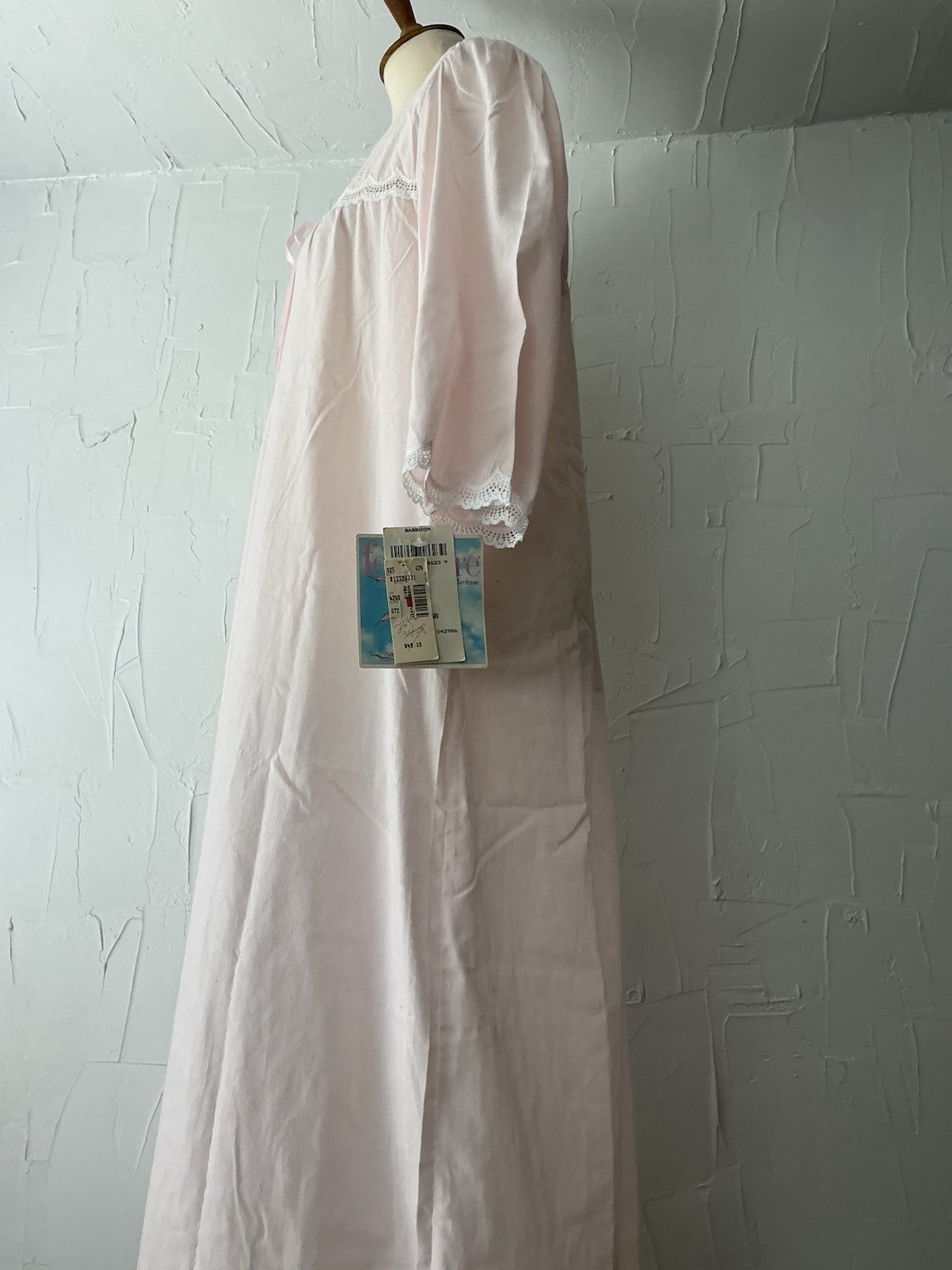 Barbizon Nightgown Medium Pink Authentic Vintage USA Long Lace, Tags Still On