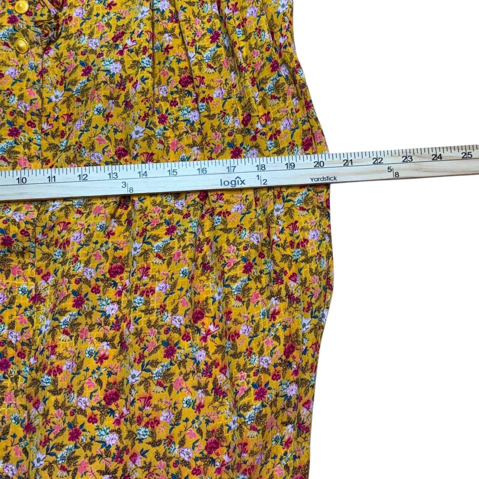 Vintage Emanuel Ungaro Parallele Paris Yellow Floral Ruffle Neck Dress Small Fra