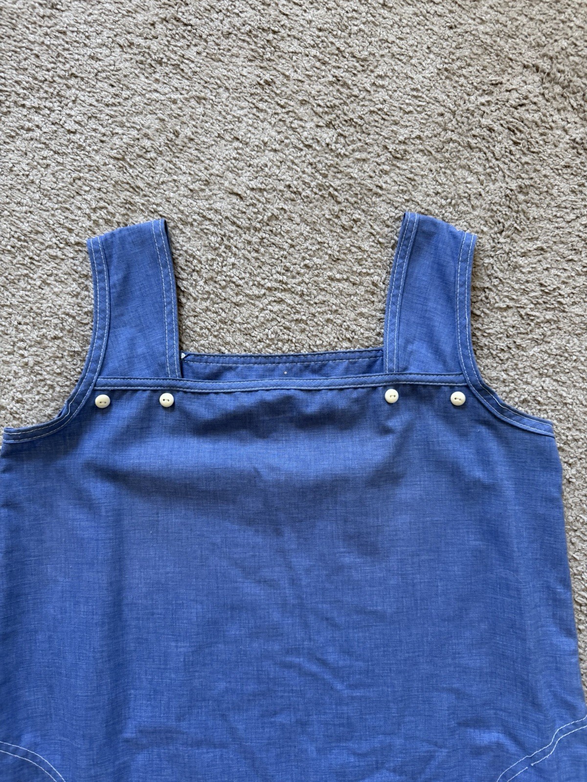 VTG ~ 1970s ~ NPC Fashions ~ Chambray Blue Pinafore Jumper Dress ~ Size M