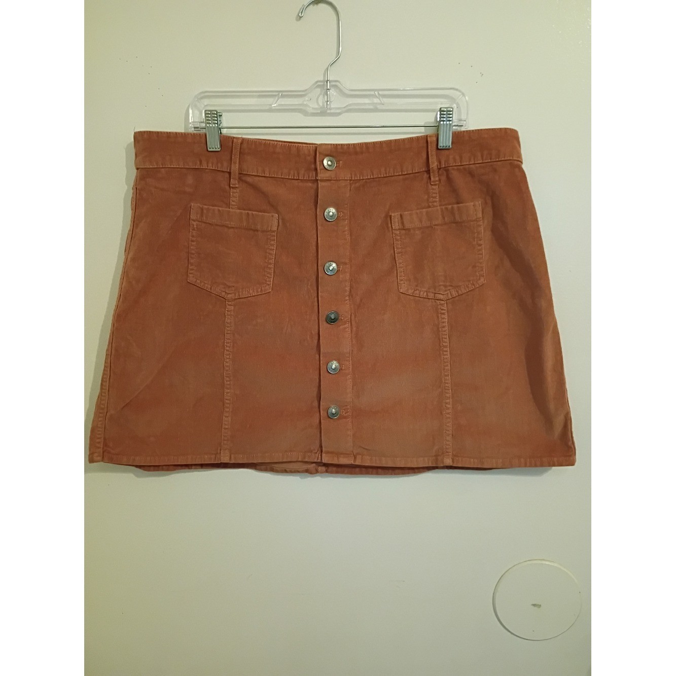aerie Rust Button-Front Corduroy Mini Skirt Sz XXL