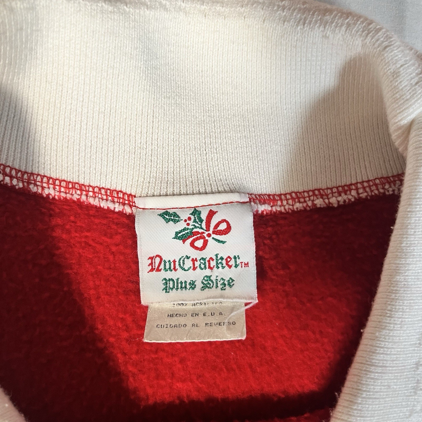 Vintage 90s Nutcracker Bear Christmas Sweatshirt Puff Paint Plus 2X USA Grandma