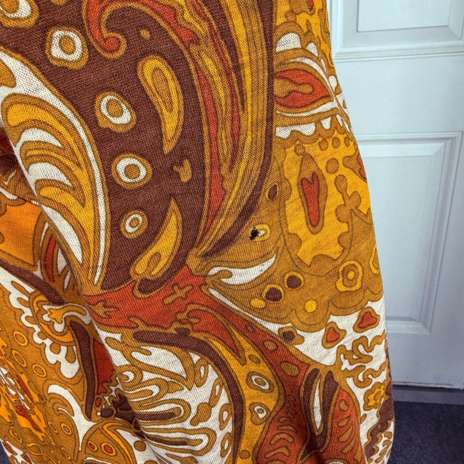 Vintage 70s Unbranded Women&rsquo;s Dress Wool Paisley Mod Retro Long sleeve L3-20