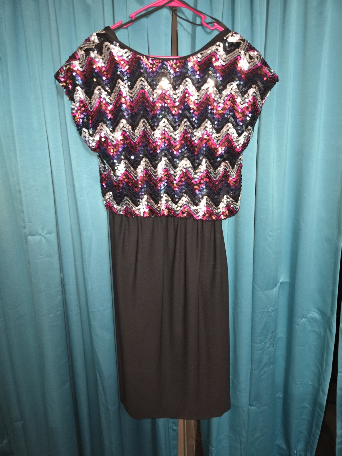Vintage Sequin Party Dress: Toni Todd 70s/80s Disco Midi Womens Size 14