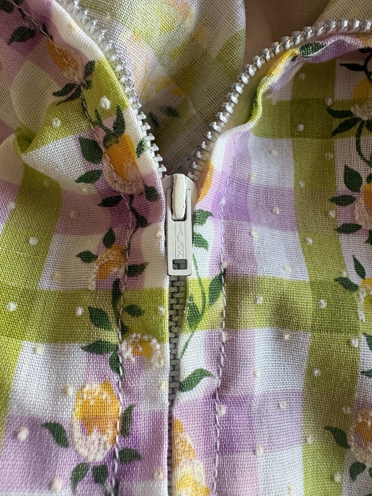 Late 60’s/70’s Gingham Sailor Halter Neck Maxi Floral Dress Handmade Vintage XS