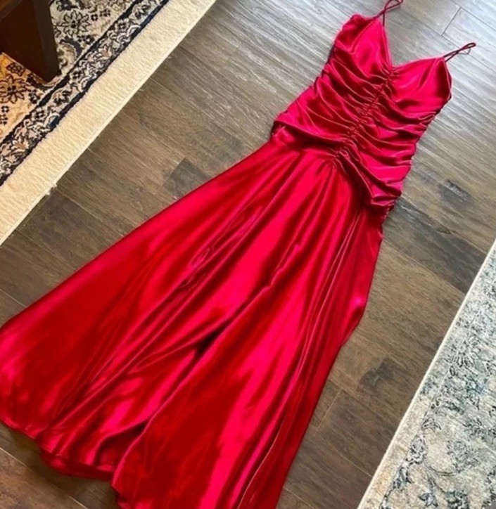 Vintage Jessica Mcclintock Charmeuse Gown, 2002 XS S Small Mermaid Red Silk Look