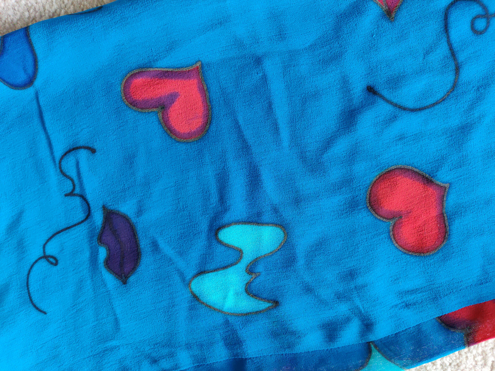 Silk Pants & Matching Top Set Size S Vintage Hand Painted *EXCELLENT