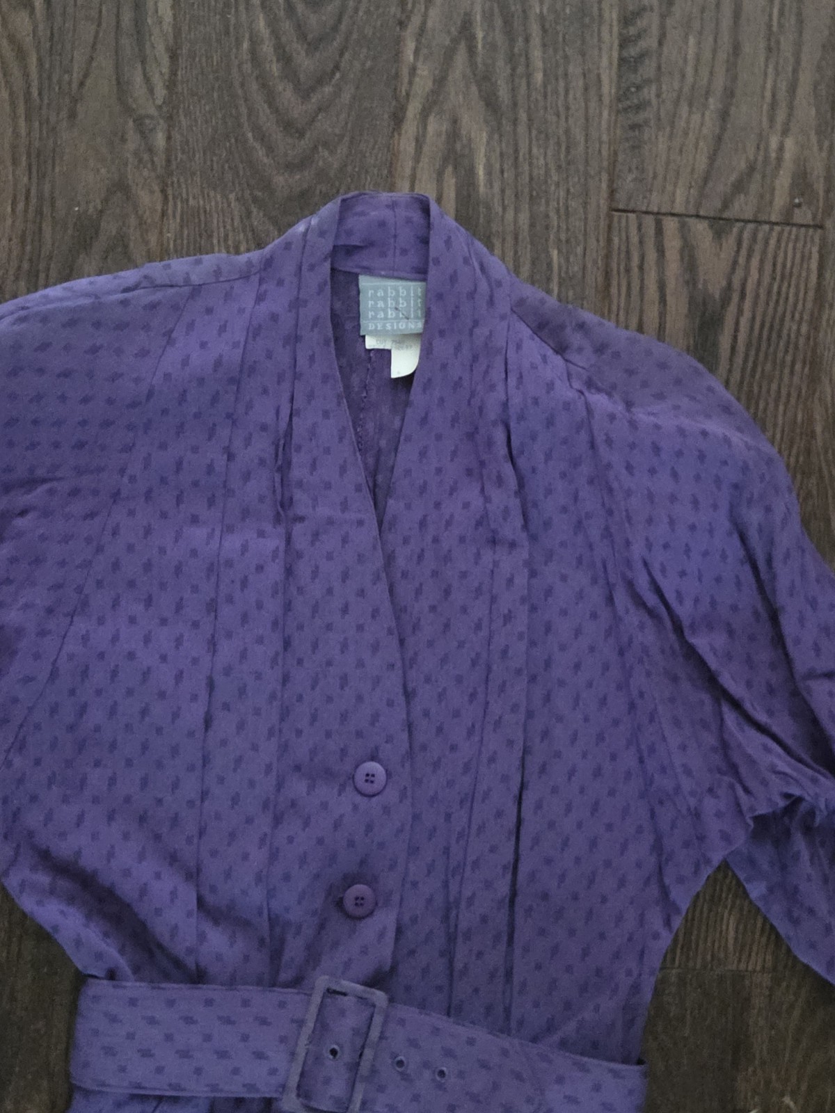 Vintage Rabbit Rabbit Rabbit Designs Purple Belted Midi Dress Sz 6 Dolman Sleeve