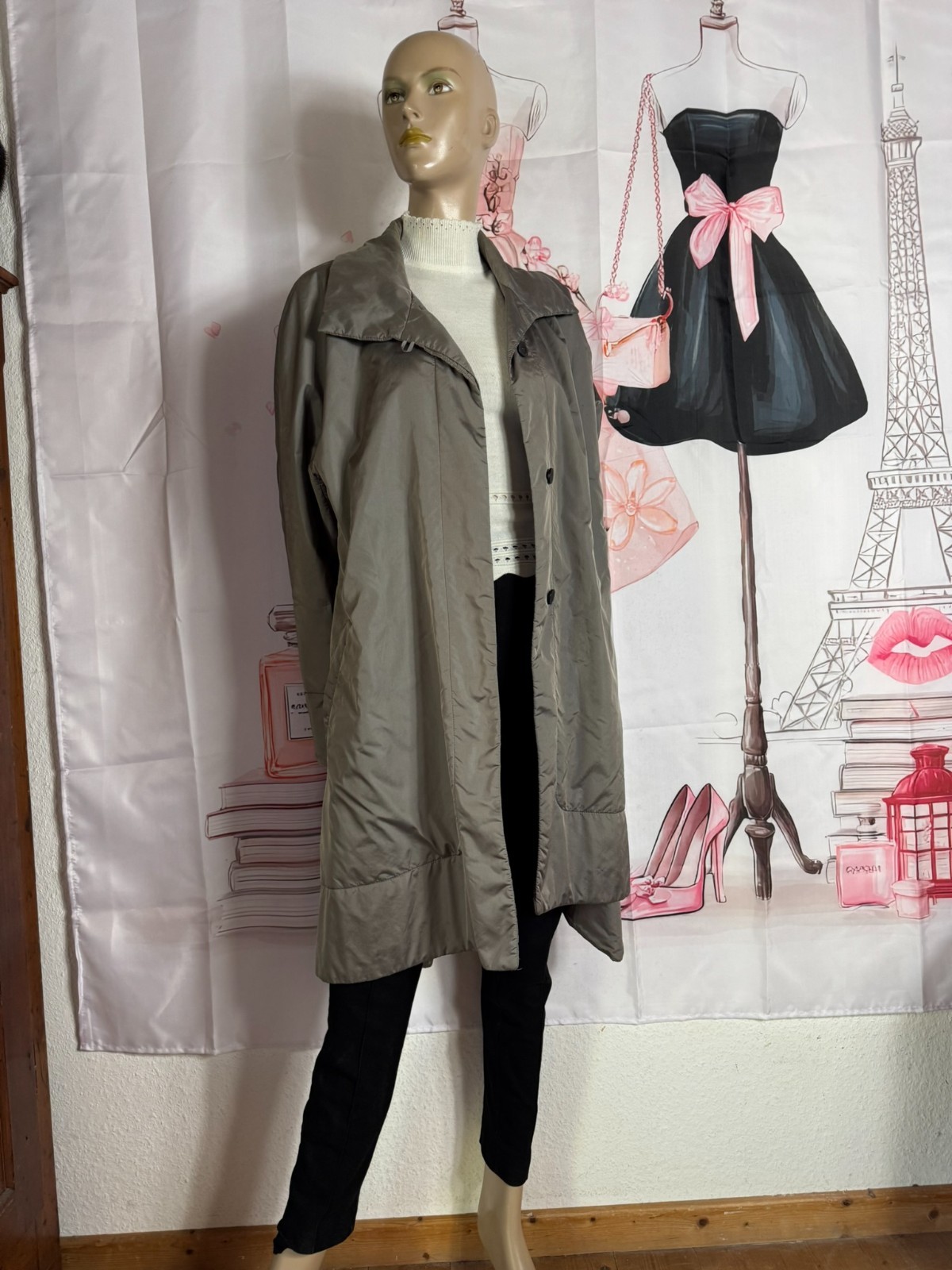 Marc Cain Collection Metallic Nylon Coat 42 44 46 Avant Garde Cocoon Tech Luxury