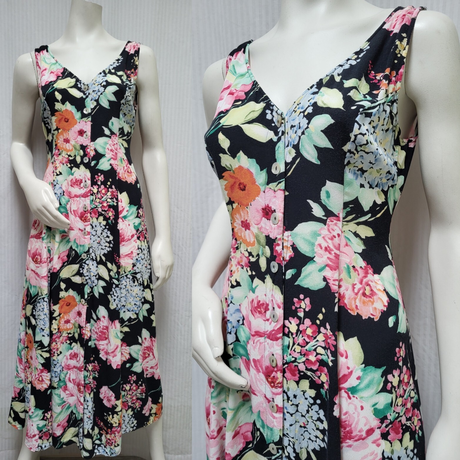 Vintage 1990&rsquo;s COMPAGNIE INTERNATIONALE EXPRESS Floral DRESS – Size S/M