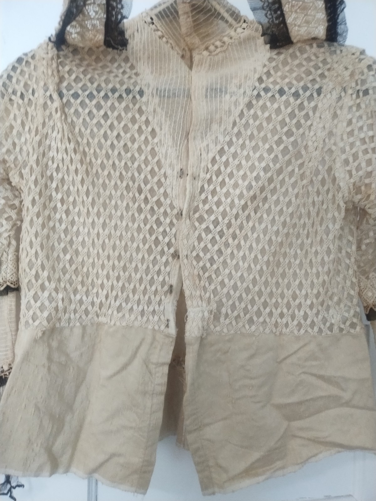 Victorian, Edwardian Antique Lace Blouse W/ Buttons Small