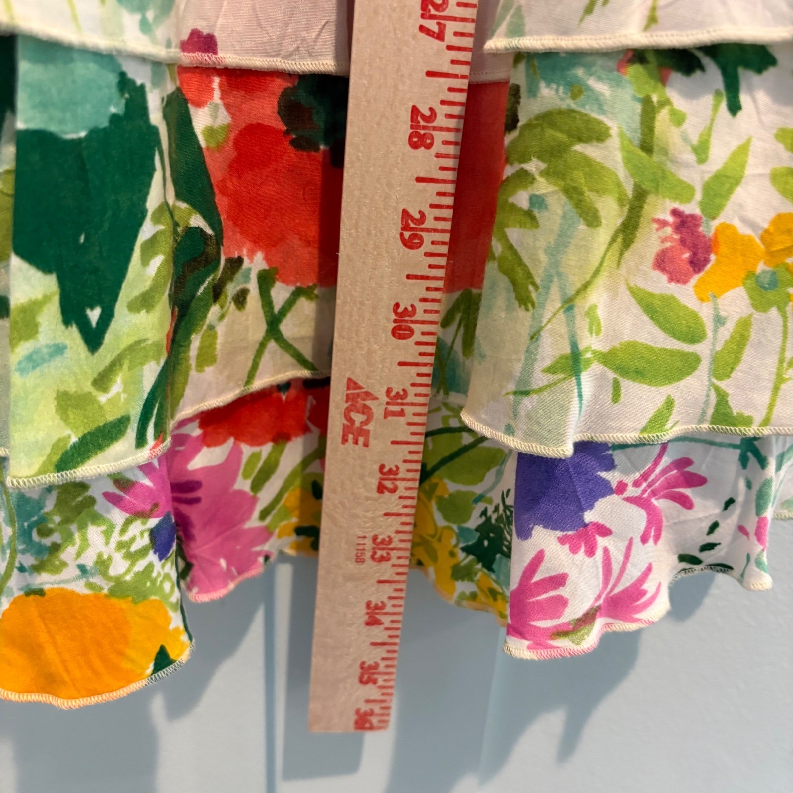 Vtg Jams World Small Floral Maxi Ruffle Skirt Rayon Cottage Bouquet Resort Art