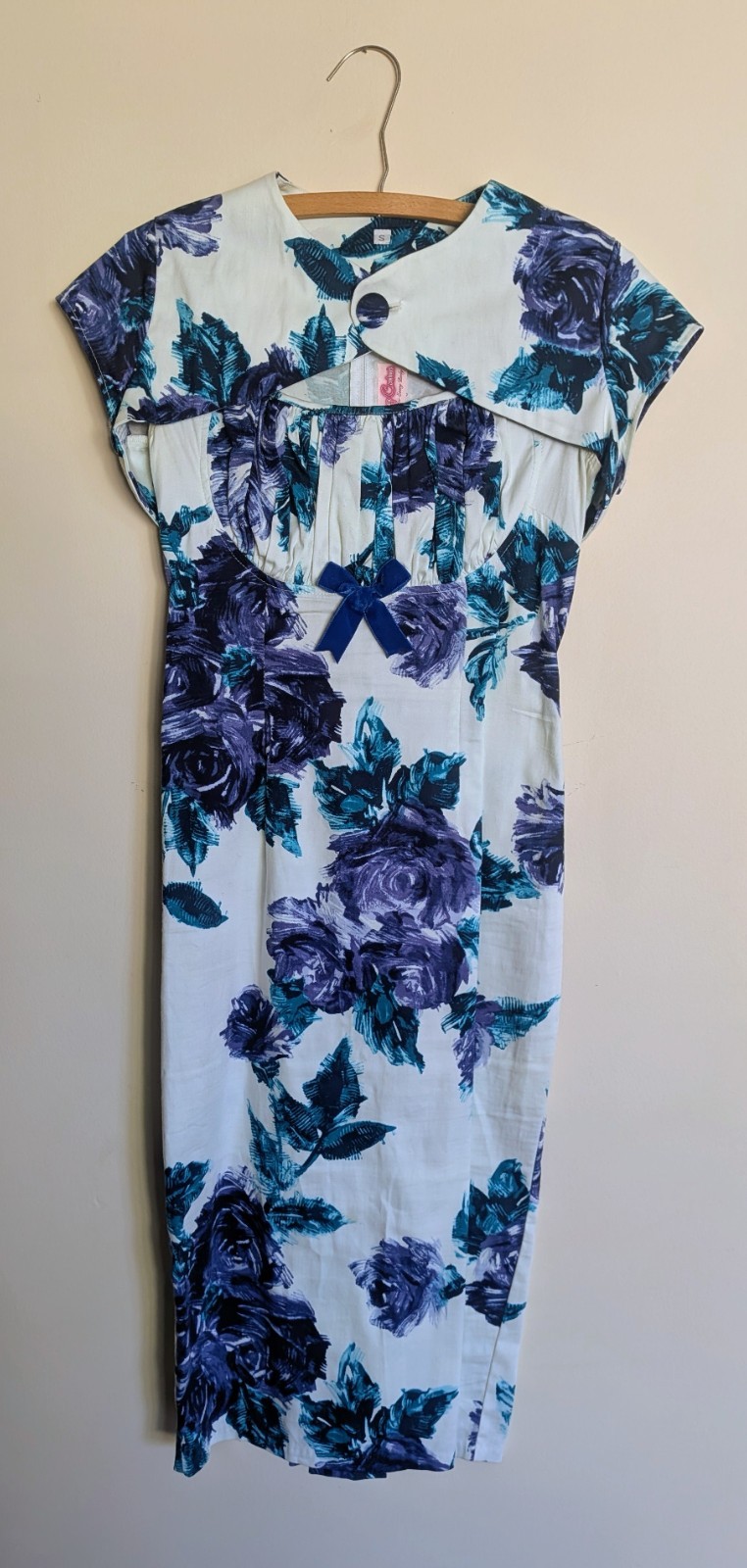 Pinup Couture Erika Wiggle Dress Blue Rose Floral + Matching Bolero – Size Small