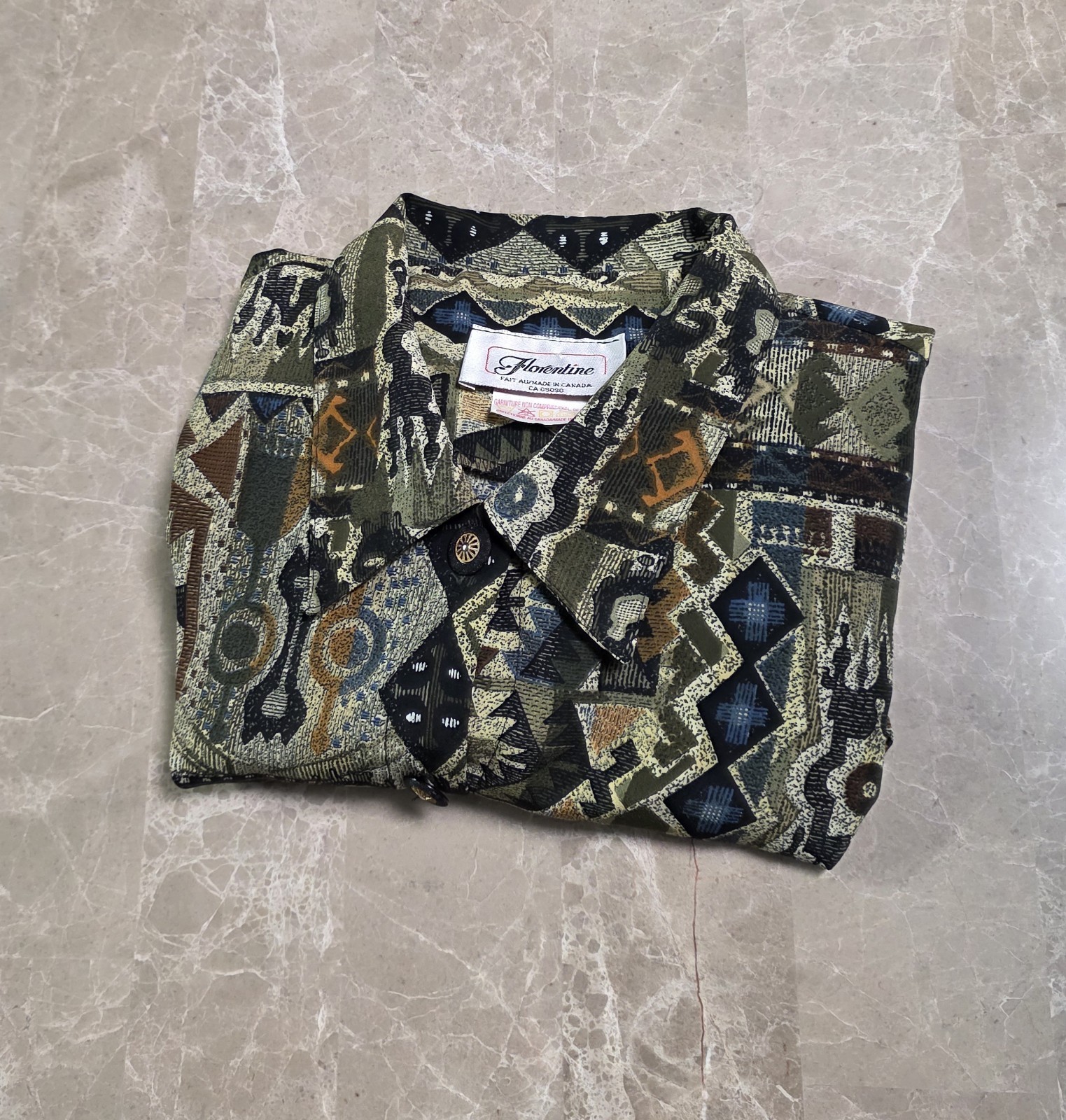 90s VTG Florentine Grandmacore Button Up Aztec Tribal