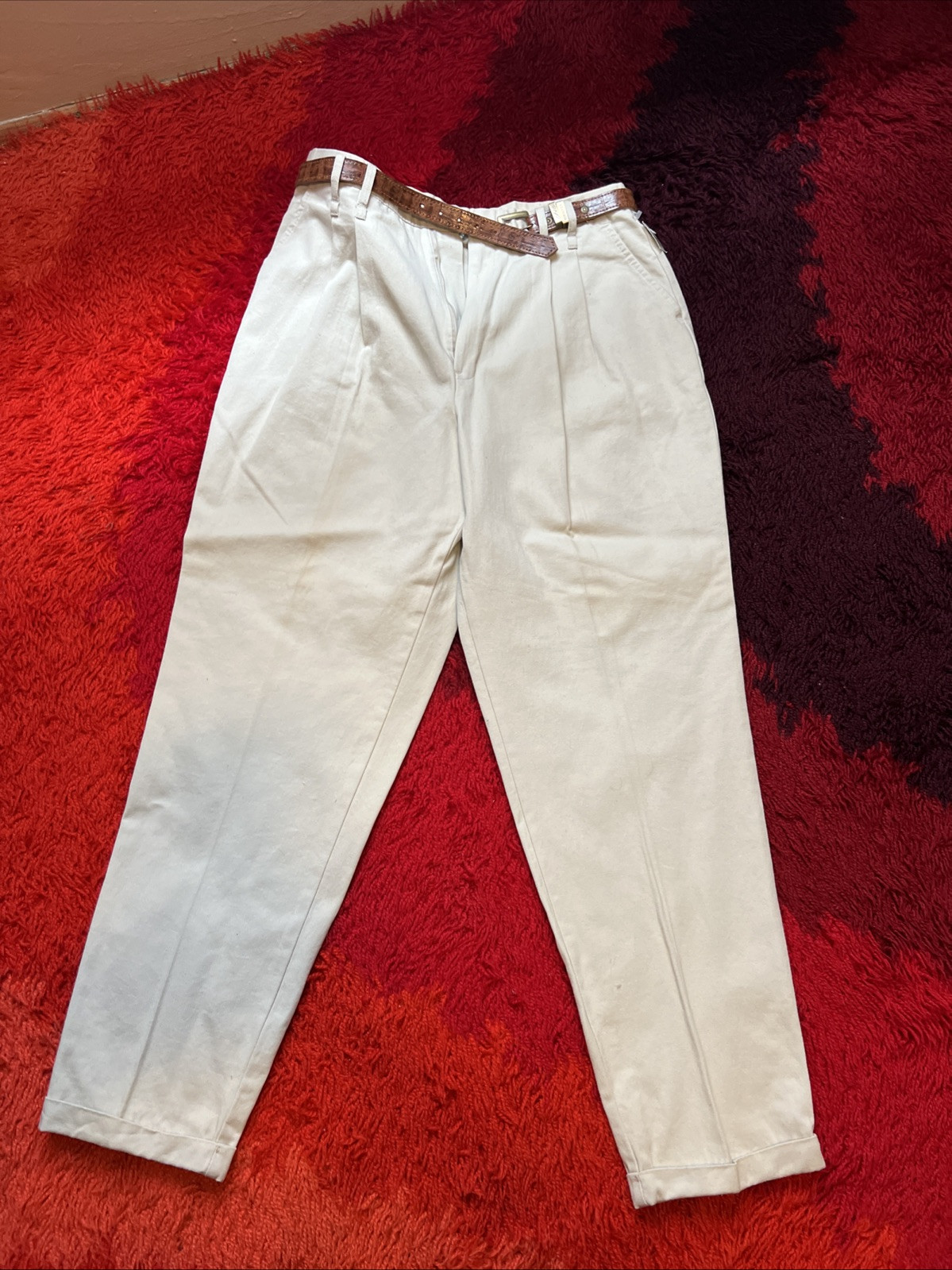 VTG 90&rsquo;s CHIC High Rise Belted Pleated Chino Pant 14 NWT Schooners
