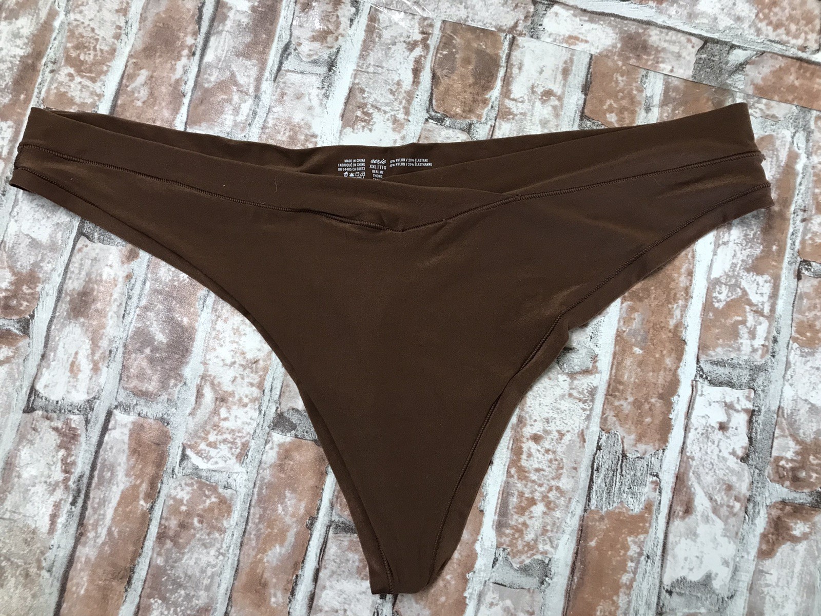 Brown Rare Aerie Thong Size XXL Very Soft Panty Stretchy