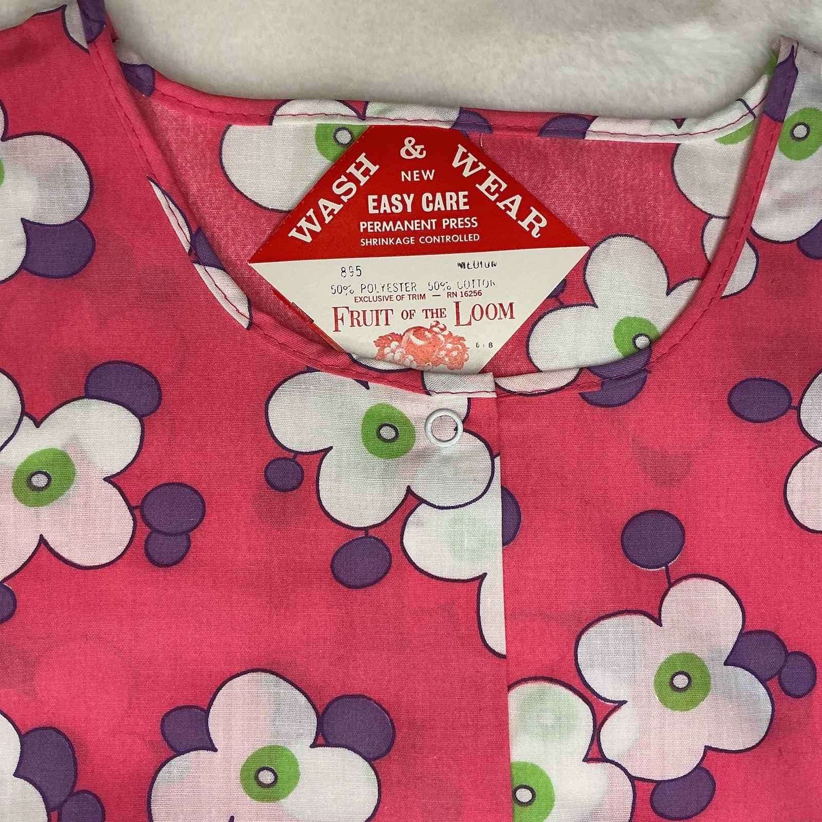 Fruit Of The Loom Vintage NOS Vibrant Floral Pink Wash & Wear Tank Medium