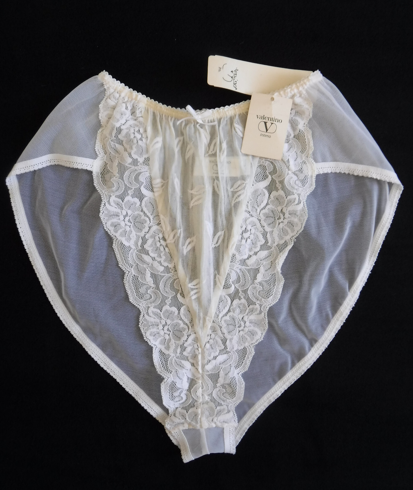 VALENTINO Panties NWT Vintage 80s/90s Beautiful & Feminine Sheer Chiffon/Lace S