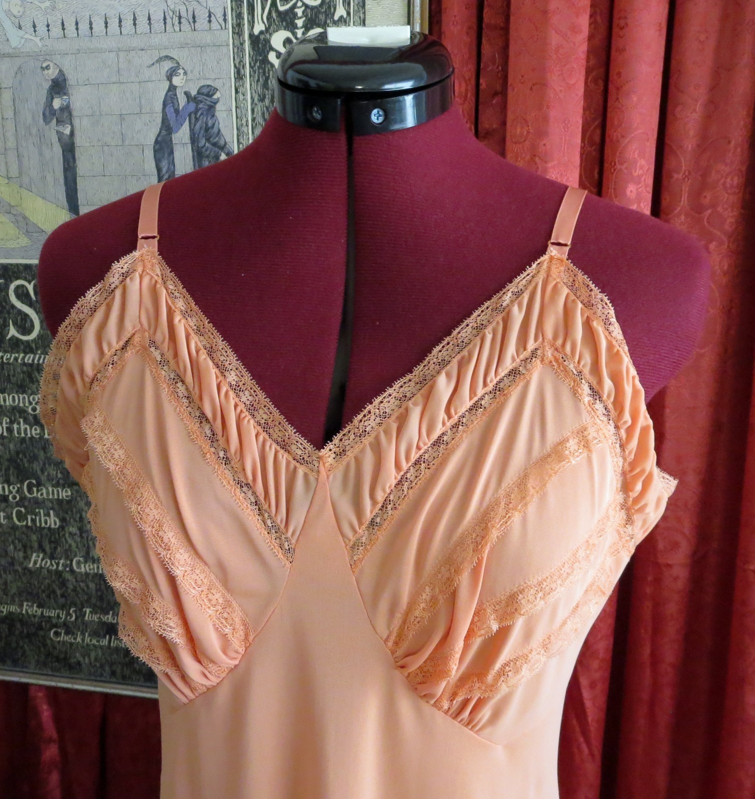 1950s Luxite by Holeproof « Charm » Full Slip Orange L