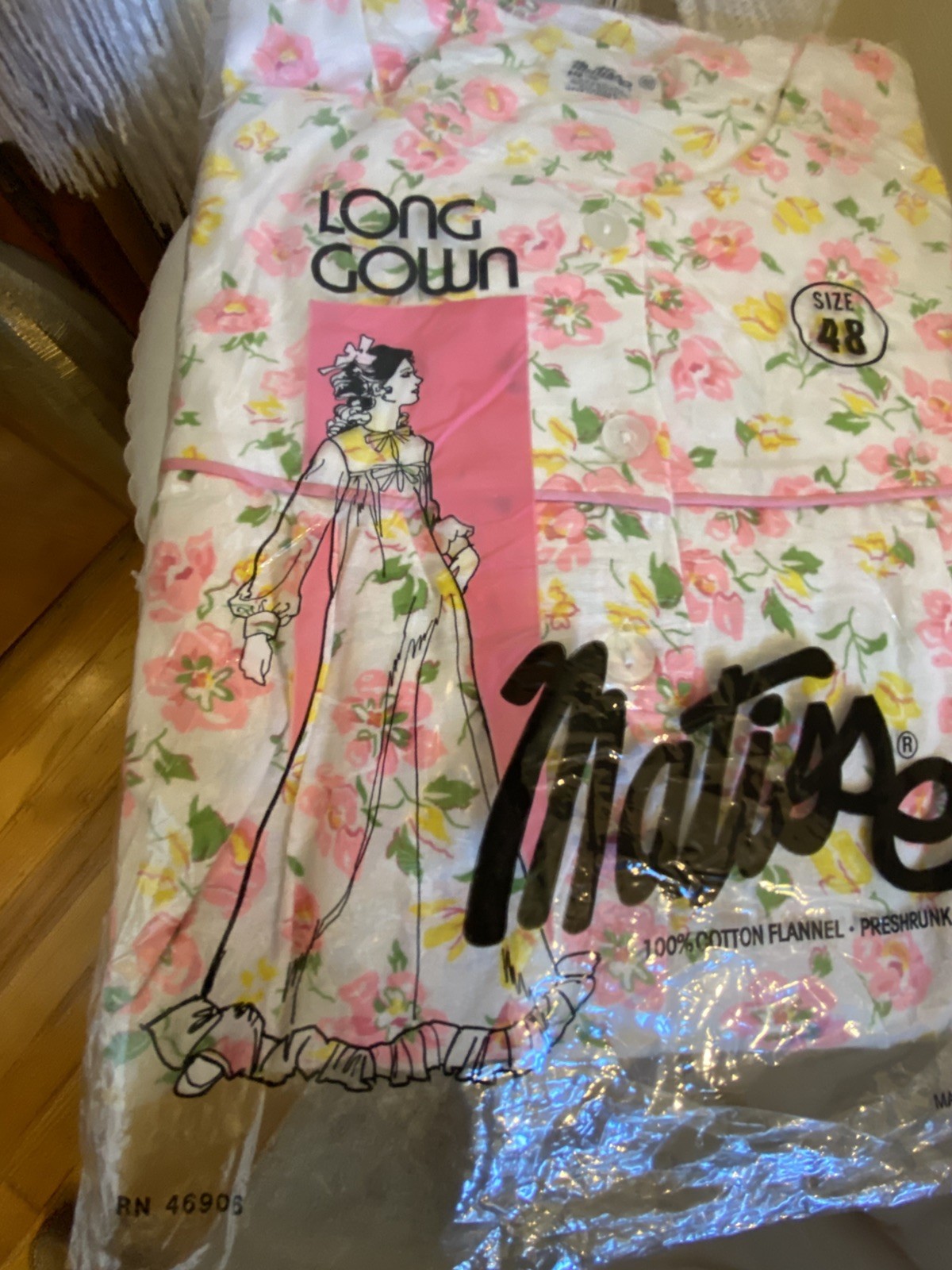 VTG NOS Mattise Flannel Long Nightgown Floral Sleepwear CottageCore Size XL/1X