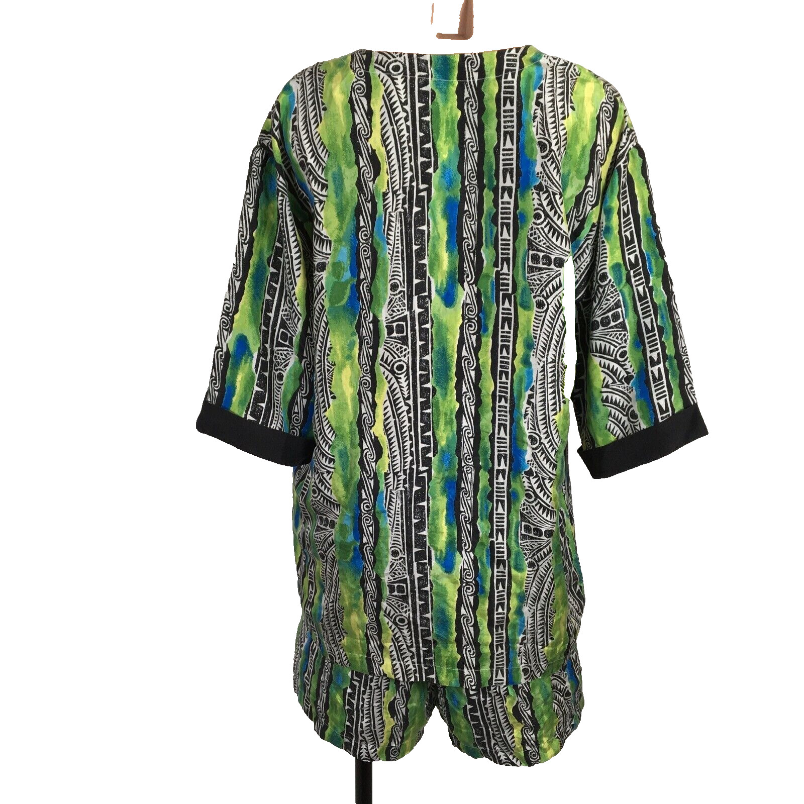 VTG 80s Geometric Short Blouse 2pc Silk Suit Hattie Carnegie Art 2 Wear M NEW